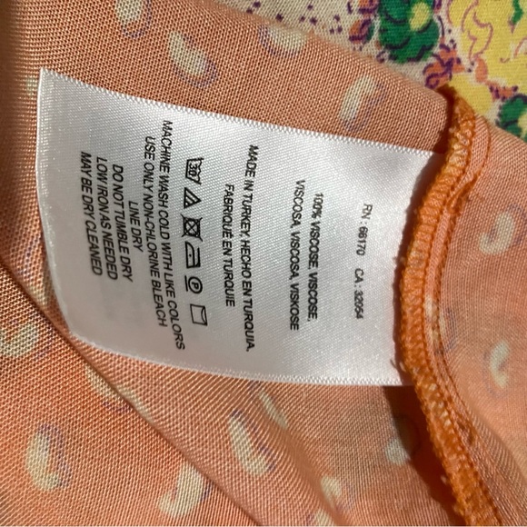 Anthropologie Maeve Orange Patterned V Neck Long Sleeve Blouse Size XS - Picture 14 of 14